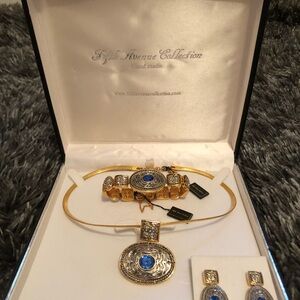 Fifth Avenue Collection Handmade Gold and Blue Jewelry Set